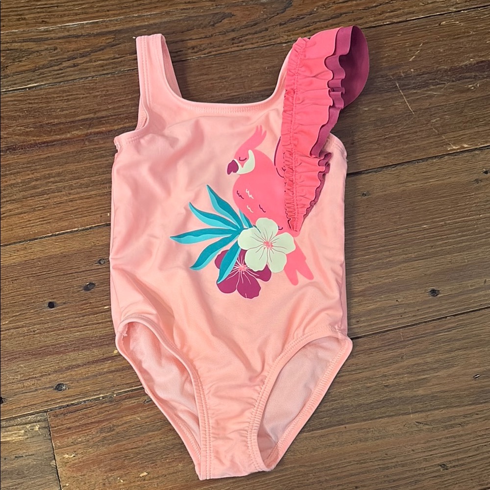 Cat & Jack Pink Parrot Kids Swim One Piece